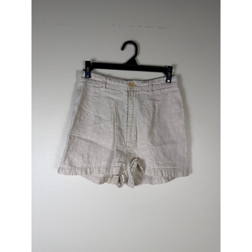 REFORMATION Earthy Chic Boho Linen Safari Shorts Women 2 Oatmeal High Rise